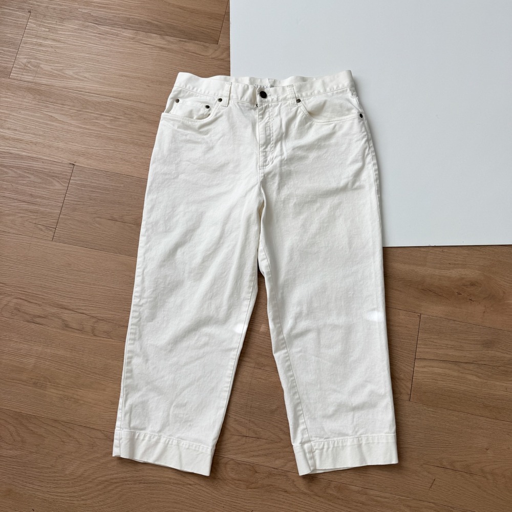 Y2K White Stretch Capri Pants Size 12 Cotton Blend Cropped Denim Jones Sport